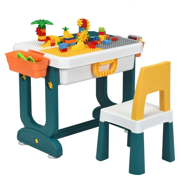 Table Blocs Construction 5 en 1 avec 2 Boîtes de Rangement 1 Table et 1 Chaise Plus de 3 ans