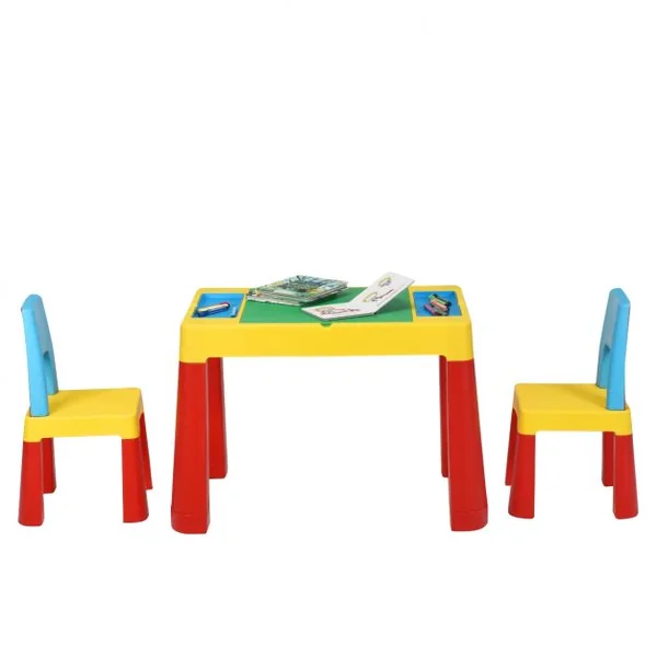 Table Blocs Construction 7 en 1 Table d’Activité avec 1 Table et 2 Chaises 3 à 8 Ans