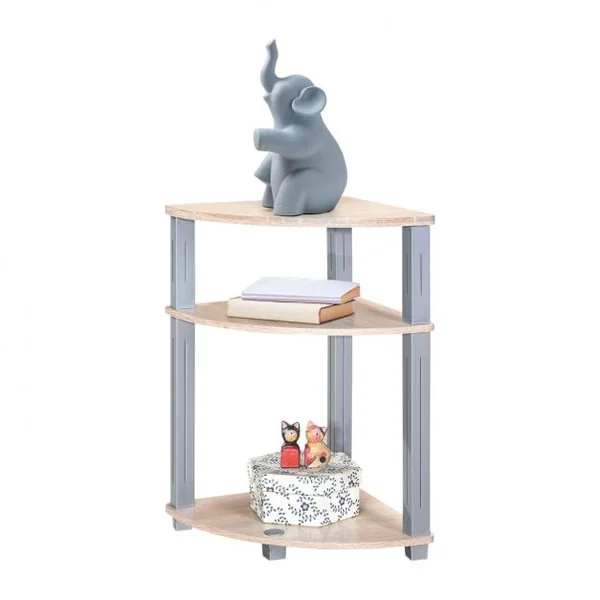 Table d'Appoint d’Angle pour Salon Chambre Etagère de Rangement à 3 Niveaux pour Coin en MDF, 35x35x56,85cm, Naturel