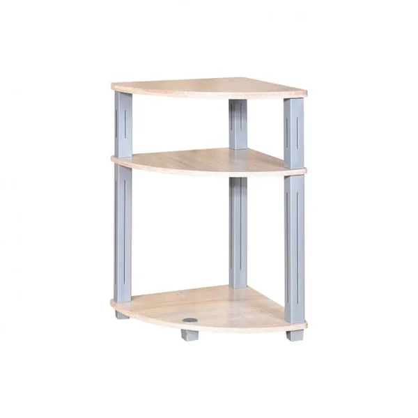 Table d'Appoint d’Angle pour Salon Chambre Etagère de Rangement à 3 Niveaux pour Coin en MDF, 35x35x56,85cm, Naturel