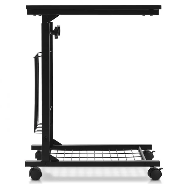 Table d’Appoint en Forme C Conception Industrielle Hauteur Réglable avec Roulettes 50 x 30 x 60-80 cm