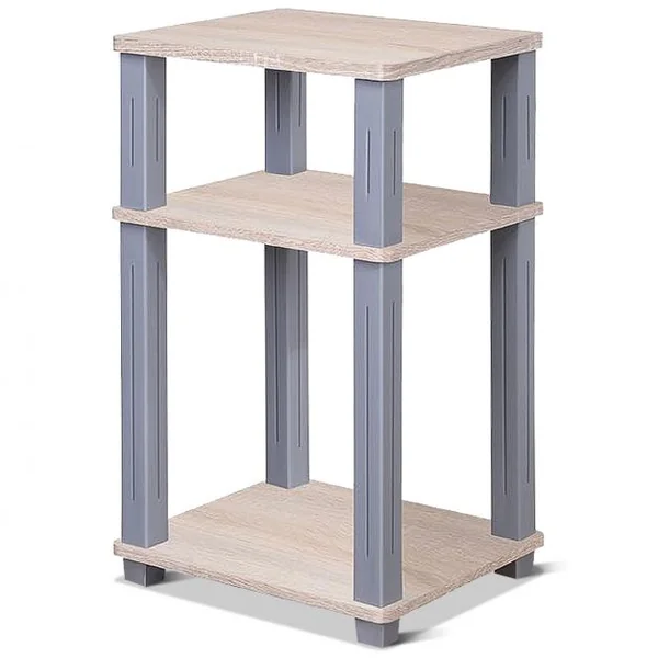 Table d'Appoint Etagère d’Angle 3 Niveaux Table de Nuit Etagère Bibliothèque de Rangement en MDF, 34x29,5x56,85cm, Naturel