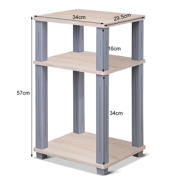 Table d'Appoint Etagère d’Angle 3 Niveaux Table de Nuit Etagère Bibliothèque de Rangement en MDF, 34x29,5x56,85cm, Naturel
