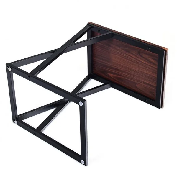 Table d’Appoint Moderne Table de Chevet avec Pieds en Forme de Croix en MDF et Fer, 50 x 30 x 60,5cm, Noir et Marron