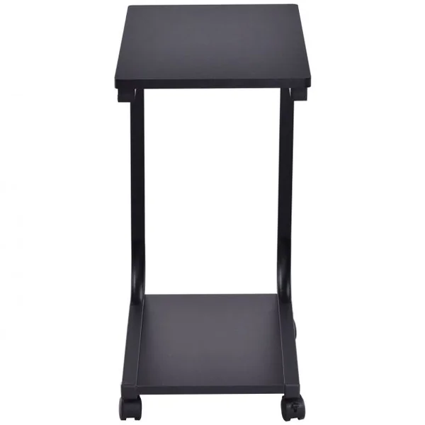 Table d'Appoint à Roulettes à 360° Table d’Extrémité à 2 Niveaux Capacité 20 kg pour Chaque Tablette, 50x30x59cm, Noir
