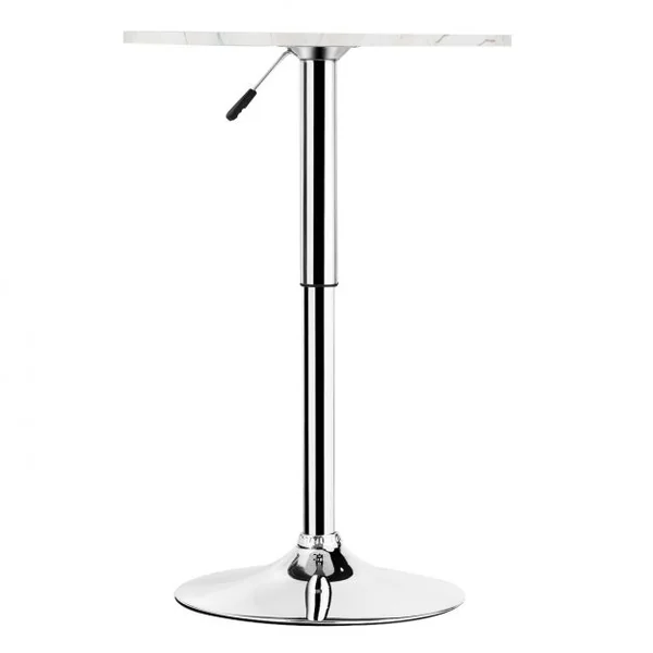 Table de Bar Haute Ronde 60 Cm Style Scandinave Motif Marbré Hauteur Réglable Capacité 120kg en Mdf+Fer 60x60x71-91cm