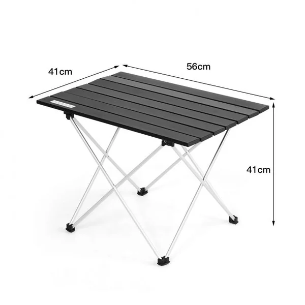 Table de Camping Pliable Table de Jardin avec Cadre en X Sac de Transport Capacité 25 KG en Aluminium 56x41x41cm Noir