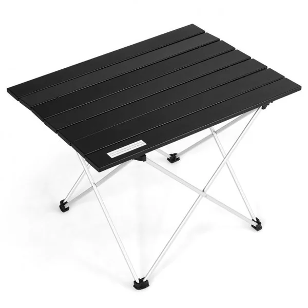 Table de Camping Pliable Table de Jardin avec Cadre en X Sac de Transport Capacité 25 KG en Aluminium 56x41x41cm Noir