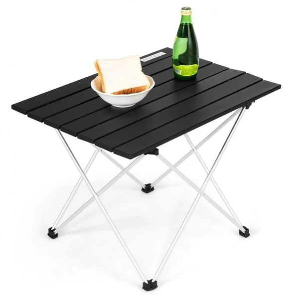 Table de Camping Pliable Table de Jardin avec Cadre en X Sac de Transport Capacité 25 KG en Aluminium 56x41x41cm Noir