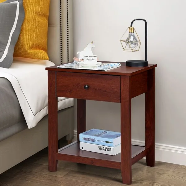 Table de Chevet avec Tiroir Table de Nuit Vintage Table D’appoint en Panneaux de Particules 50x42x615cm Brun Foncé