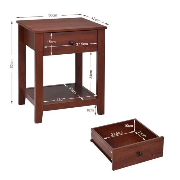 Table de Chevet avec Tiroir Table de Nuit Vintage Table D’appoint en Panneaux de Particules 50x42x615cm Brun Foncé