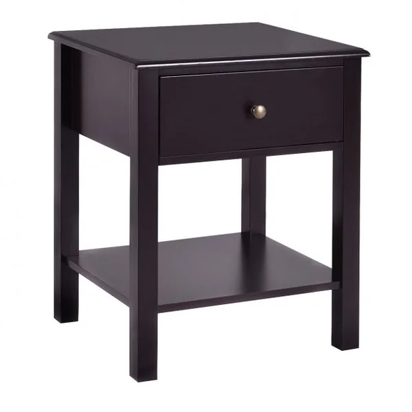 Table de Chevet Table de Nuit Contemporain avec 1 Tiroir de Rangement MDF Brun