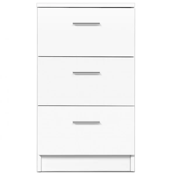 Table de Chevet à 3 Tiroirs de Rangement Caisson de Rangement Support d’Imprimante en MDF, 35x38x67cm, Blanc