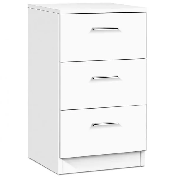 Table de Chevet à 3 Tiroirs de Rangement Caisson de Rangement Support d’Imprimante en MDF, 35x38x67cm, Blanc