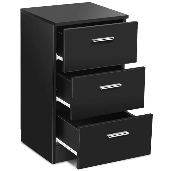 Table de Chevet à 3 Tiroirs de Rangement Caisson de Rangement Support d’Imprimante en MDF, 35x38x67cm, Noir