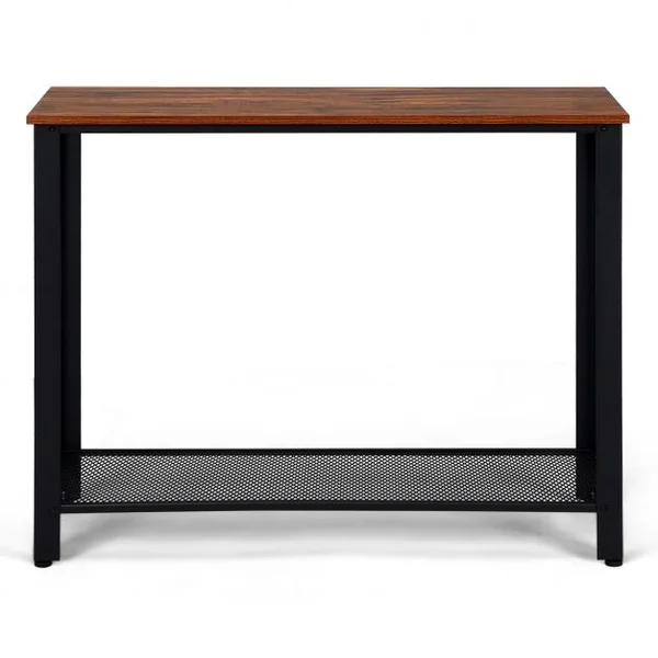 Table de Console Table d’Appoint à 2 Niveaux de Rangement 4 Pieds Réglables en Bois et Métal 102x35x80cm Noir