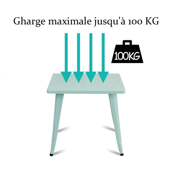 Table de Jeu Carrée pour Enfant avec Coins Arrondis et Surface Lisse Capacité 100 Kg en Acier 68,5x68,5x61cm Bleu