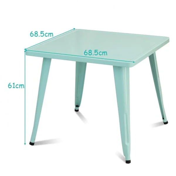 Table de Jeu Carrée pour Enfant avec Coins Arrondis et Surface Lisse Capacité 100 Kg en Acier 68,5x68,5x61cm Bleu