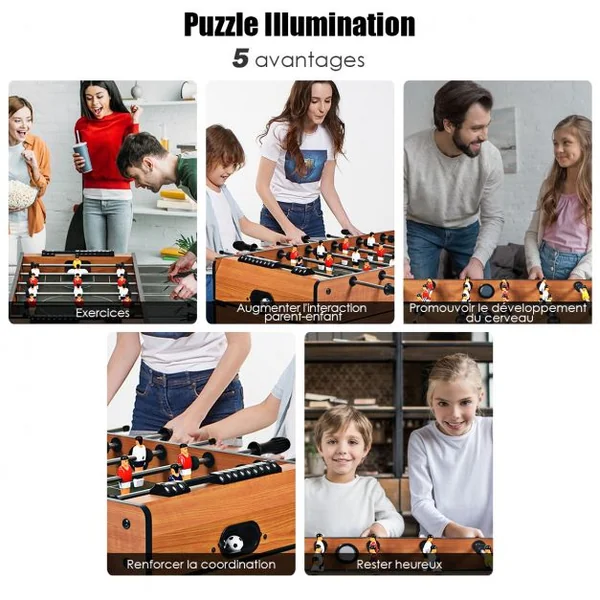 Table de Jeux Multifonction 4 en 1 Baby-foot Air Hockey Billard Tennis de Table 81 x 43 x 30,5 cm