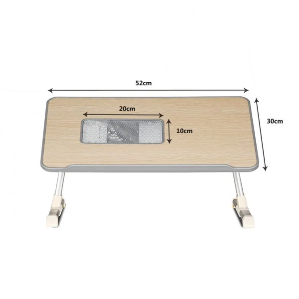 Table de lit pliable et portable Plateau de lit avec Câble USB Réglable à 30° 52x30x23,5-31,5cm Blanc argenté