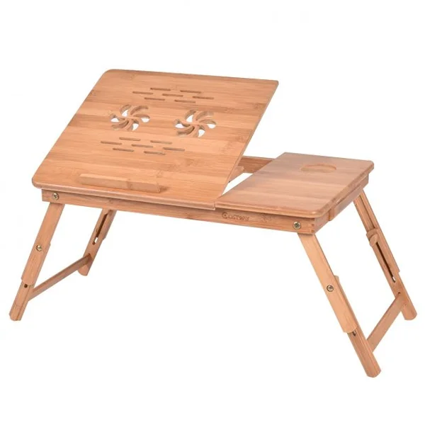 Table de Lit Pliable Table Portable pour Ordinateur avec Angle Ajustable en 5 Positions 56x35,5x29cm
