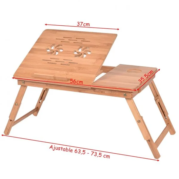 Table de Lit Pliable Table Portable pour Ordinateur avec Angle Ajustable en 5 Positions 56x35,5x29cm