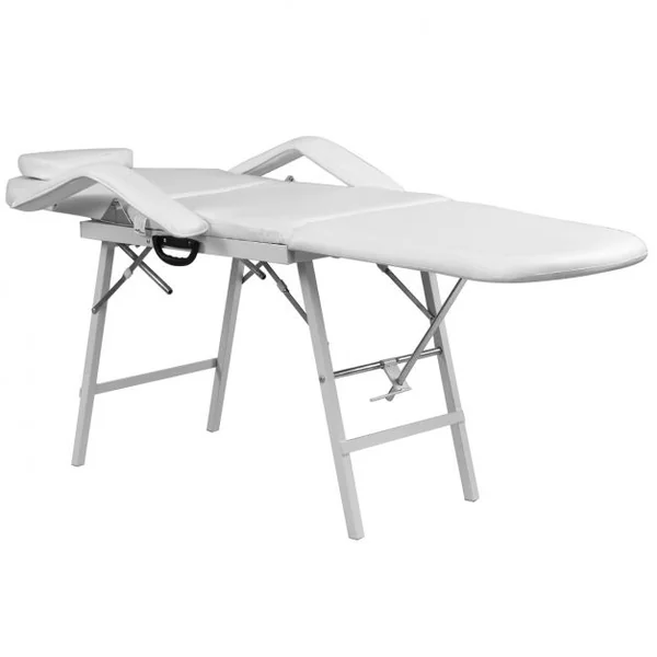 Table de massage pliante 3 zones Lit de massage pour cosmétique Appuie-tête Accoudoirs Portable 182x77,5x68cm Blanc