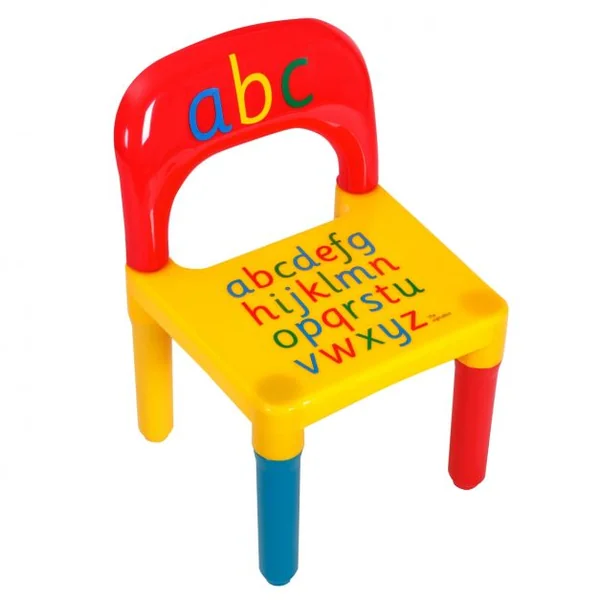 Table et chaises pour Enfant en plastique avec imprimé alphabet Table de Salle d’activités Meuble Jouet, Multicolore