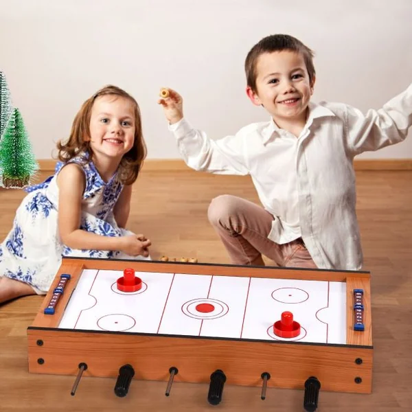 Table Multi-jeux 2 en 1 Table avec Plateau de Baby-foot et de Hockey avec Accessoires Idéale pour Activités 69x36x10cm