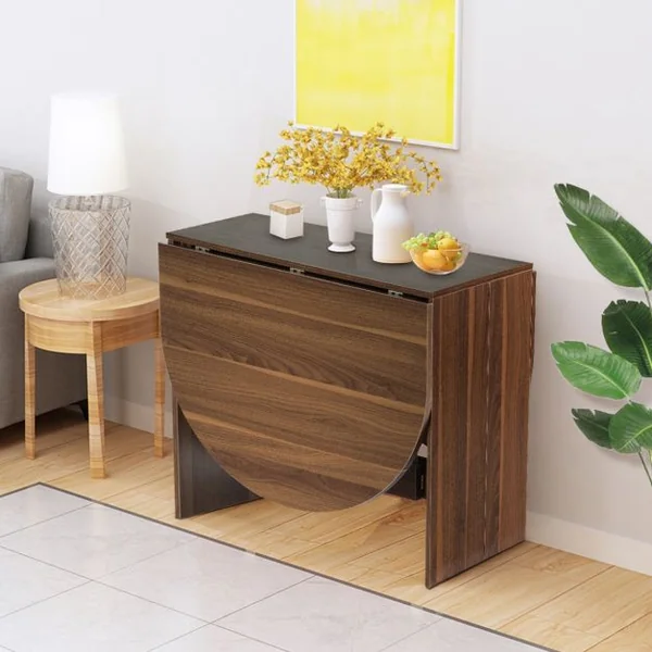 Table Pliable pour Salle à Manger Cuisine Jusqu’à 6 Personnes Capacité 60kg en Bois 163x80x75cm Bois Naturel Foncé