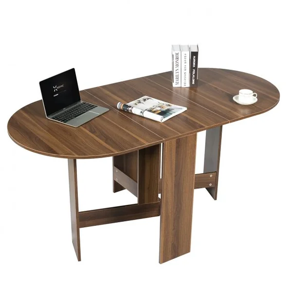Table Pliable pour Salle à Manger Cuisine Jusqu’à 6 Personnes Capacité 60kg en Bois 163x80x75cm Bois Naturel Foncé