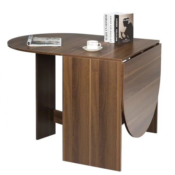 Table Pliable pour Salle à Manger Cuisine Jusqu’à 6 Personnes Capacité 60kg en Bois 163x80x75cm Bois Naturel Foncé