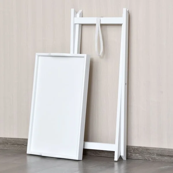 Table Pliante avec Plateau Amovible pour Chambre Salon Balcon Style Contemporain en MDF, 58x38x67,5cm, Blanc