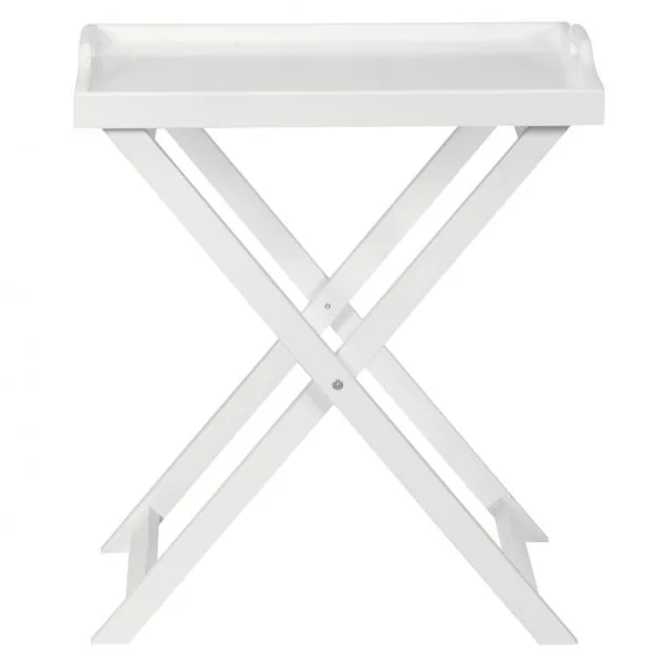 Table Pliante avec Plateau Amovible pour Chambre Salon Balcon Style Contemporain en MDF, 58x38x67,5cm, Blanc