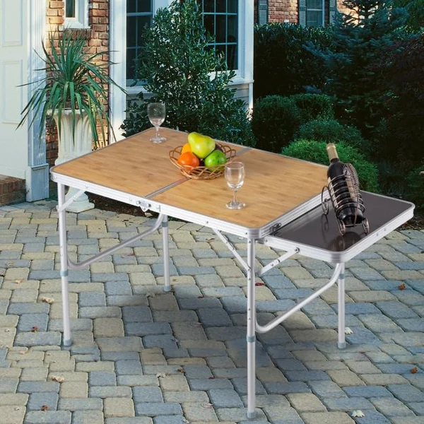 Table Pliante de Camping Valise Portable 90 x 60 x 70cm Cadre en Aluminium