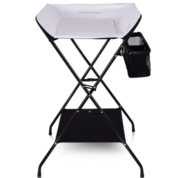 Table à Langer Bébé Pliante avec Panier de Rangement à Côté Capacité 10 Kg en Toile Pvc Fer 80x63x103cm Noir