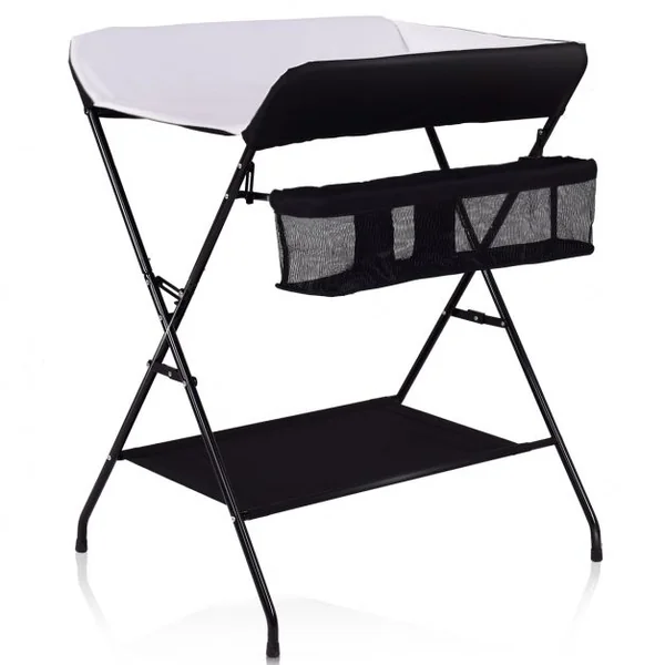 Table à Langer Bébé Pliante avec Panier de Rangement à Côté Capacité 10 Kg en Toile Pvc Fer 80x63x103cm Noir