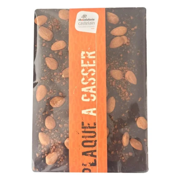 Tablette chocolat noir amandes caramel 400g