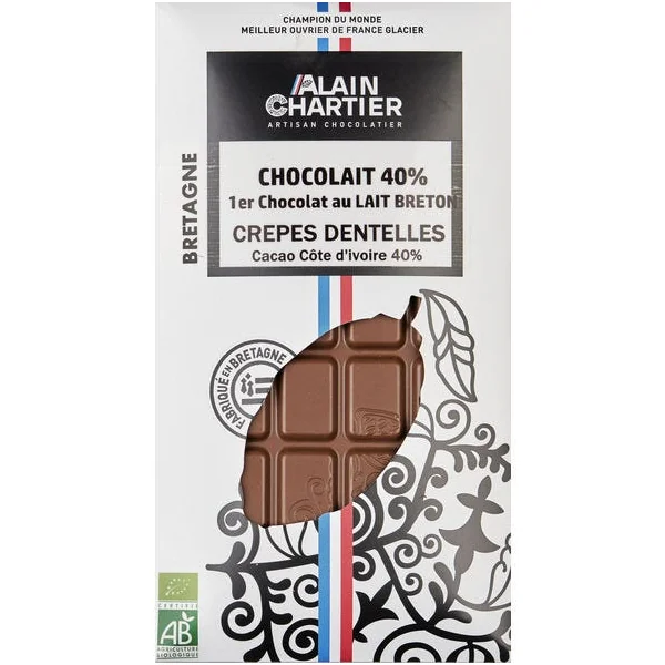 Tablette de Chocolat lait 40% Chocolait Crêpes dentelles