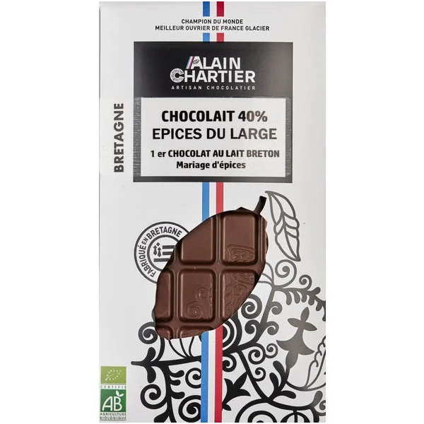 Tablette de Chocolat lait 40% Chocolait Epices du Large