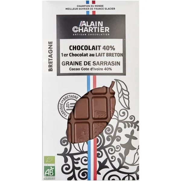 Tablette de Chocolat lait 40% Chocolait Sarrasins toastés