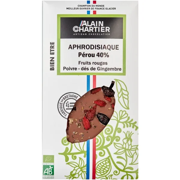 Tablette de Chocolat lait Pérou 40% Aphrodisiaque