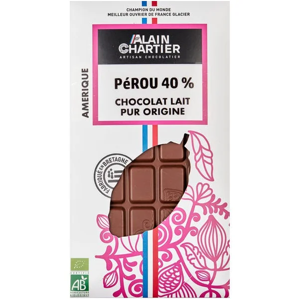 Tablette de Chocolat lait Pérou 40%
