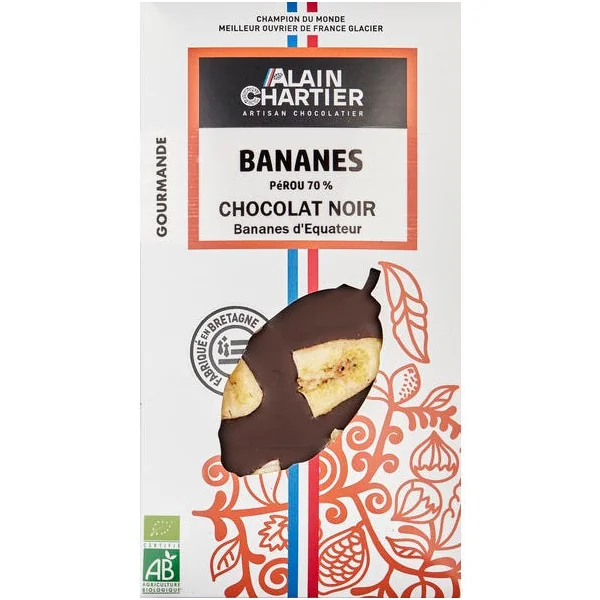 Tablette de Chocolat noir Pérou 70% bananes séchées