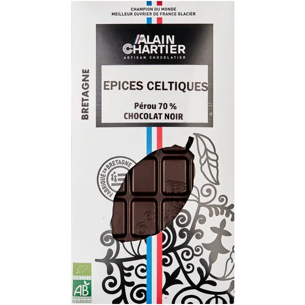 Tablette de Chocolat noir Pérou 70% Epices Celtiques