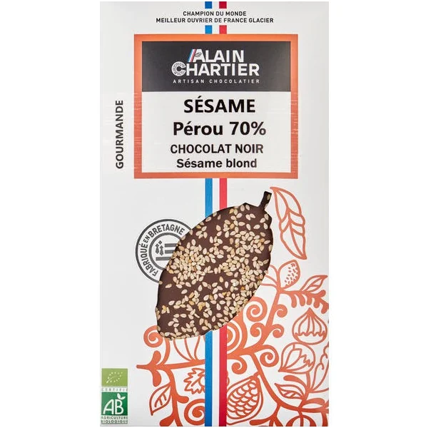 Tablette de Chocolat noir Pérou 70% Sésame toasté