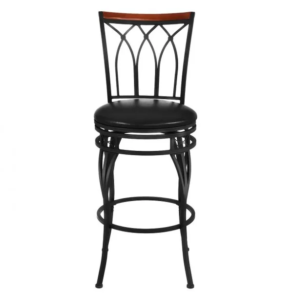 Tabouret de Bar de Style Industriel Réglable en Hauteur Capacité 100 Kg en Fer et Pu 44,5x44,5x100-112cm Noir