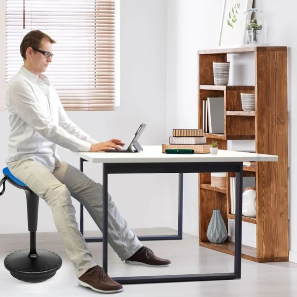 Tabouret de Bureau Ergonomique Hauteur Réglable Inclinable et Rotatif Capacité 125 kg 33x33x65-84 cm Bleu