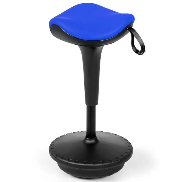 Tabouret de Bureau Ergonomique Hauteur Réglable Inclinable et Rotatif Capacité 125 kg 33x33x65-84 cm Bleu