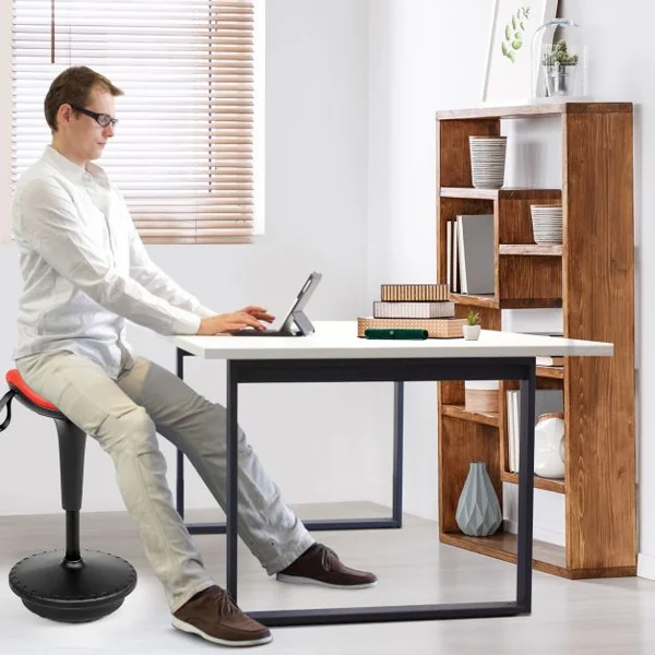 Tabouret de Bureau Ergonomique Hauteur Réglable Inclinable et Rotatif Capacité 125 kg 33x33x65-84 cm Orange
